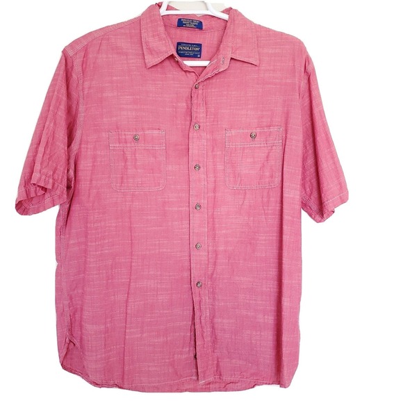 Pendleton (Mens Size XL) Short Sleeve Berkeley Chambray Button Up Collared Shirt - Picture 1 of 4